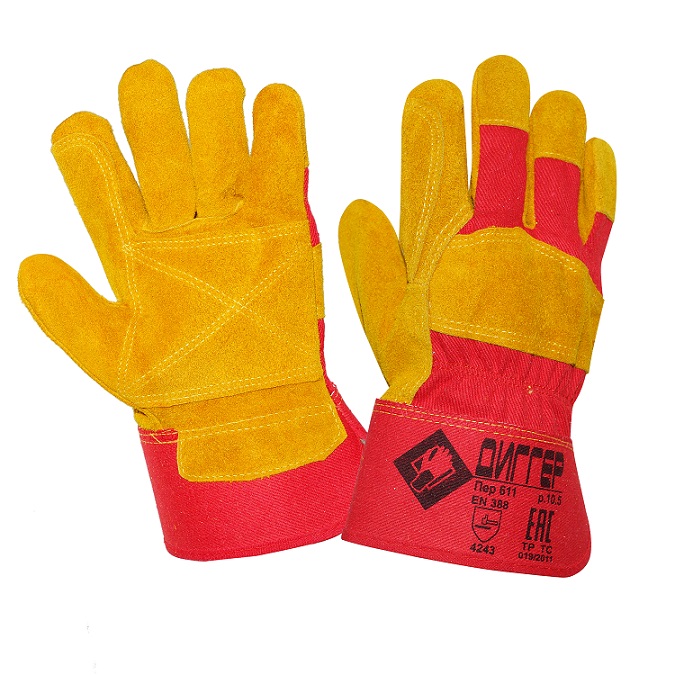 Перчатки ДИГГЕР спилковые комбинированные усиленные желтые (ПЕР611 .