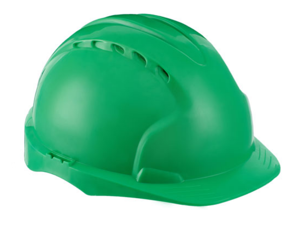 Каска защитная с вентиляцией (с храповиком), зеленая -   .